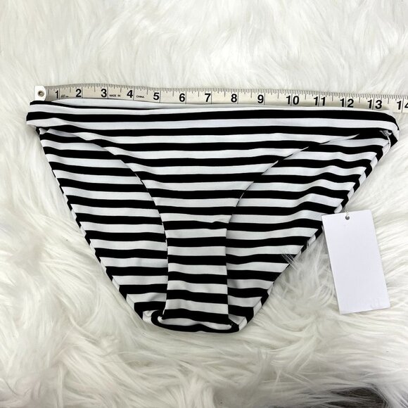 Mikoh Black White Stripe Zuma Bikini Swim Bottom Womens Large - Picture 5 of 6